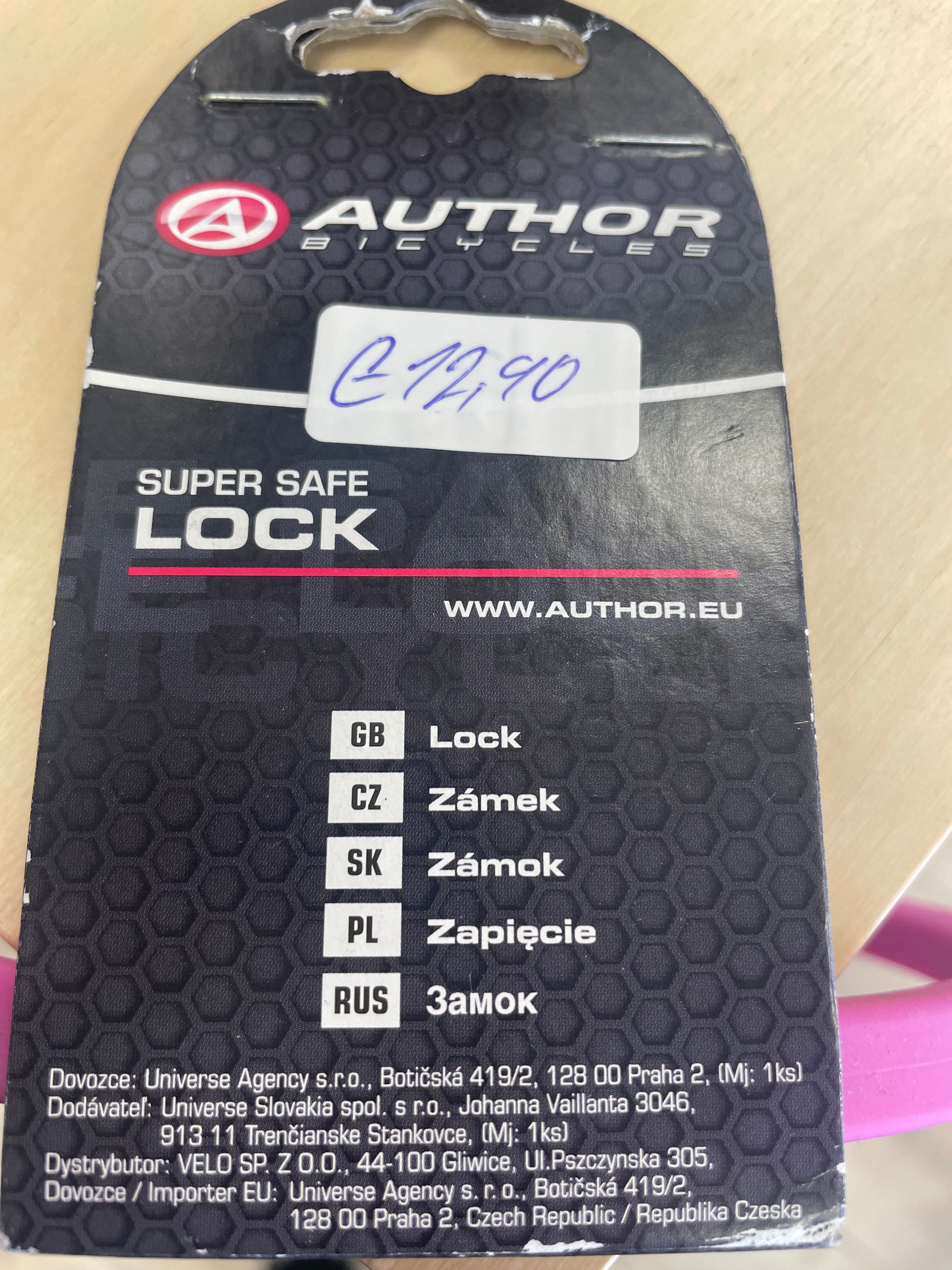 Author ACL 77 Silicone bike lock pink